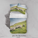 3D Flock Sheep Grazing Meadow Quilt Cover Set Bedding Set Duvet Cover Pillowcases WJ 1933- Jess Art Decoration