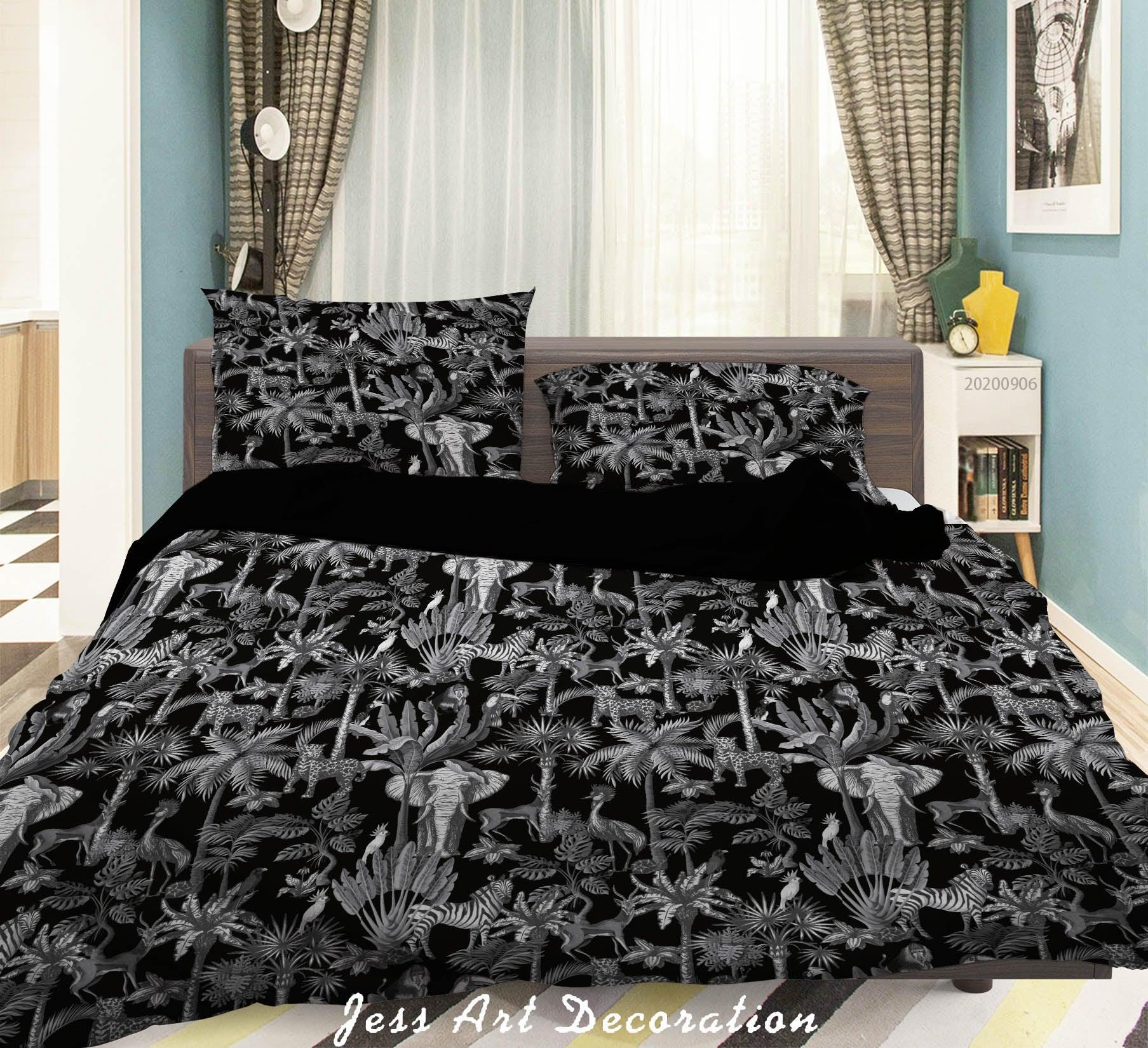 3D Vintage Tropical Leaves Elephant Pattern Quilt Cover Set Bedding Set Duvet Cover Pillowcases WJ 3664- Jess Art Decoration
