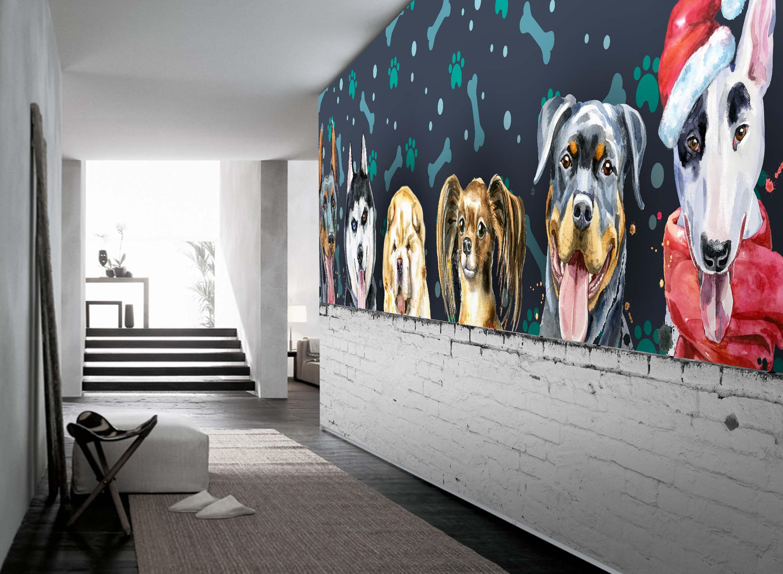 3D dog footprint bone wall mural wallpaper 38- Jess Art Decoration