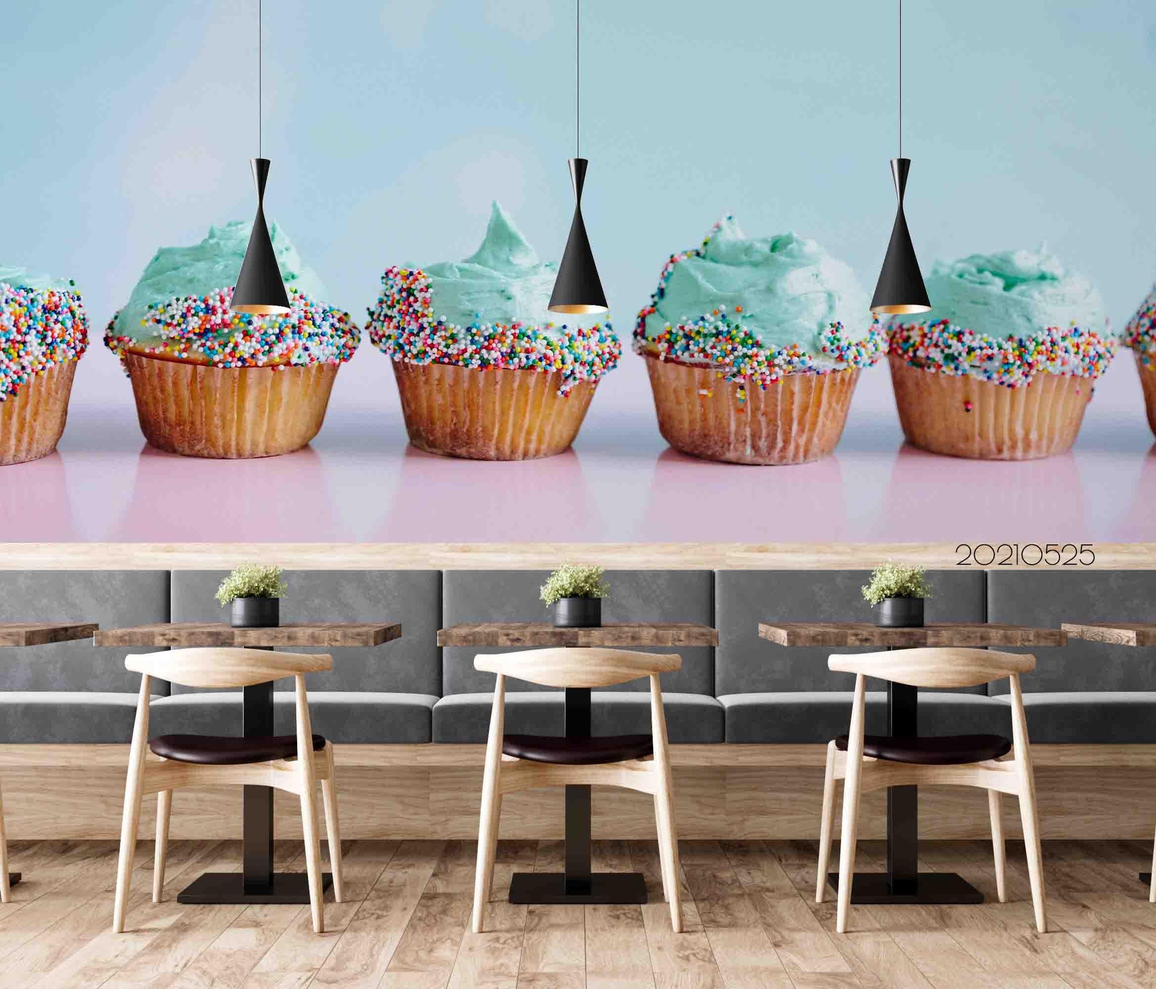 3D   Bluish Walls Ice Cream  Wall Mural Wallpaper SWW15- Jess Art Decoration