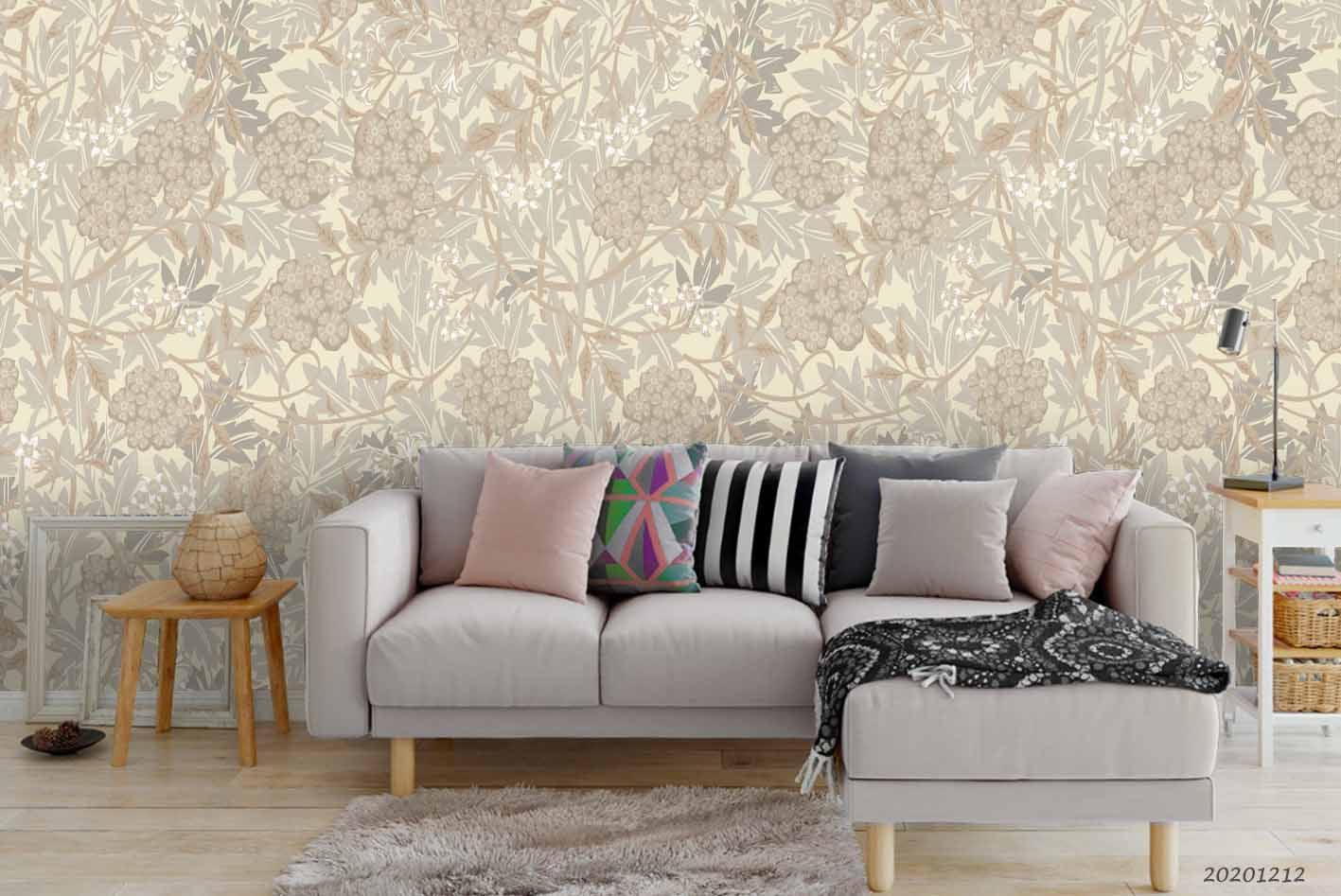 3D Hand Drawn Elegant Floral Leaves Plant Background Wall Mural Wallpaper LXL- Jess Art Decoration