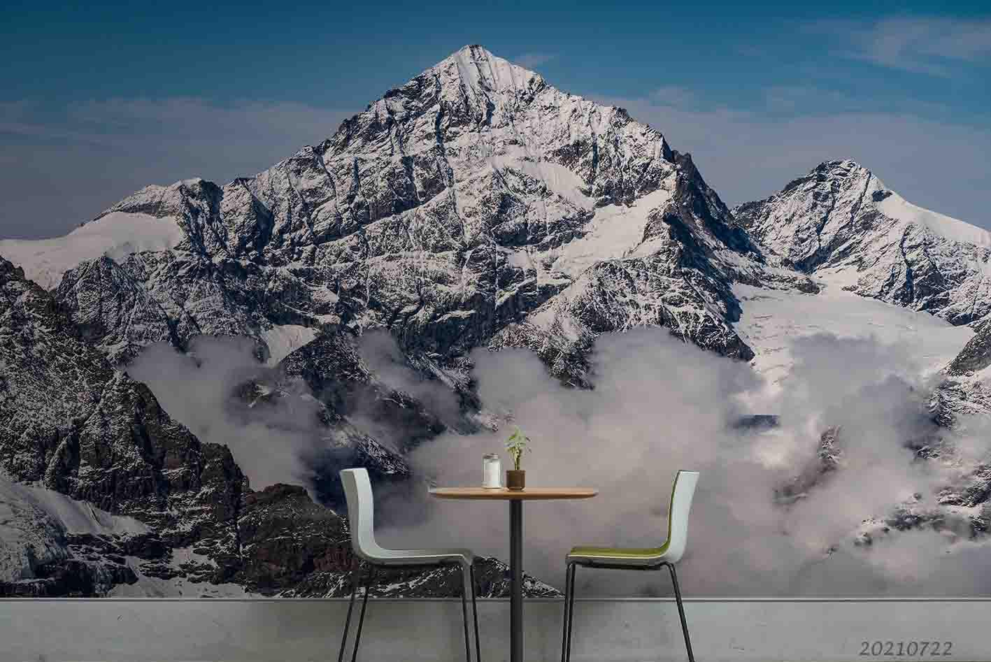 3D Blue Sky Snow Mountain Nature Landscape Wall Mural Wallpaper LQH 641- Jess Art Decoration