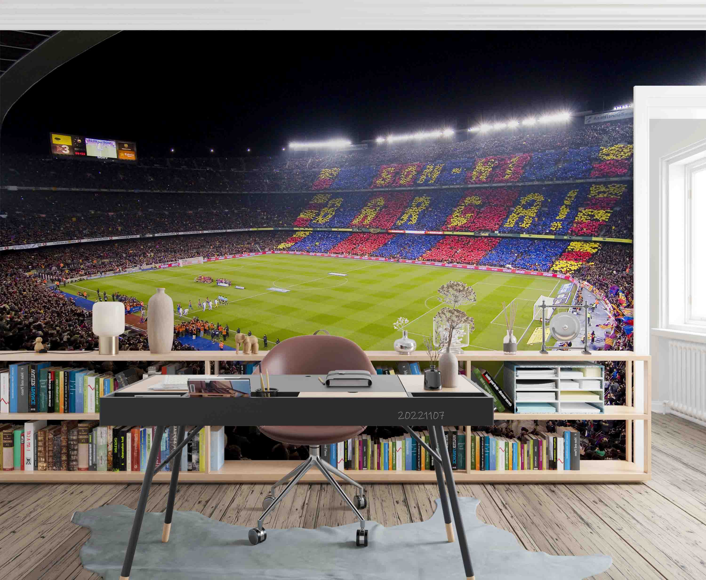 Spain Camp Nou Stadium Wallpaper football stadium wall mural for sports room, club room or fan space - view 3