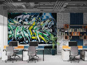 3D Graffiti Green Alphabet Wall Mural Wallpaper GD 2870- Jess Art Decoration