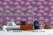 3D Cartoon Space Purple Cloud Wall Mural Wallpaper LQH 35- Jess Art Decoration