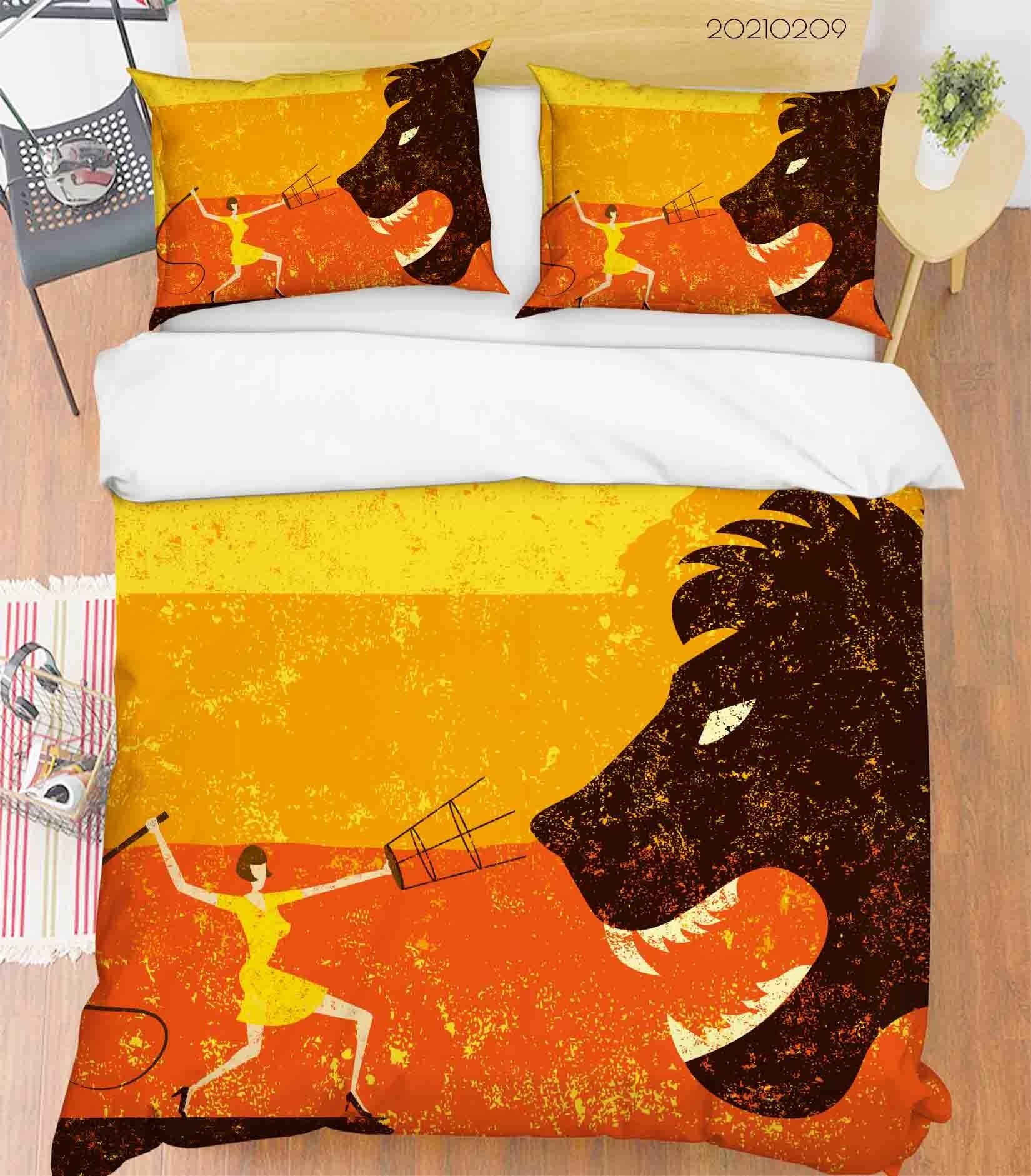 3D Circus Lion Quilt Cover Set Bedding Set Duvet Cover Pillowcases 227- Jess Art Decoration
