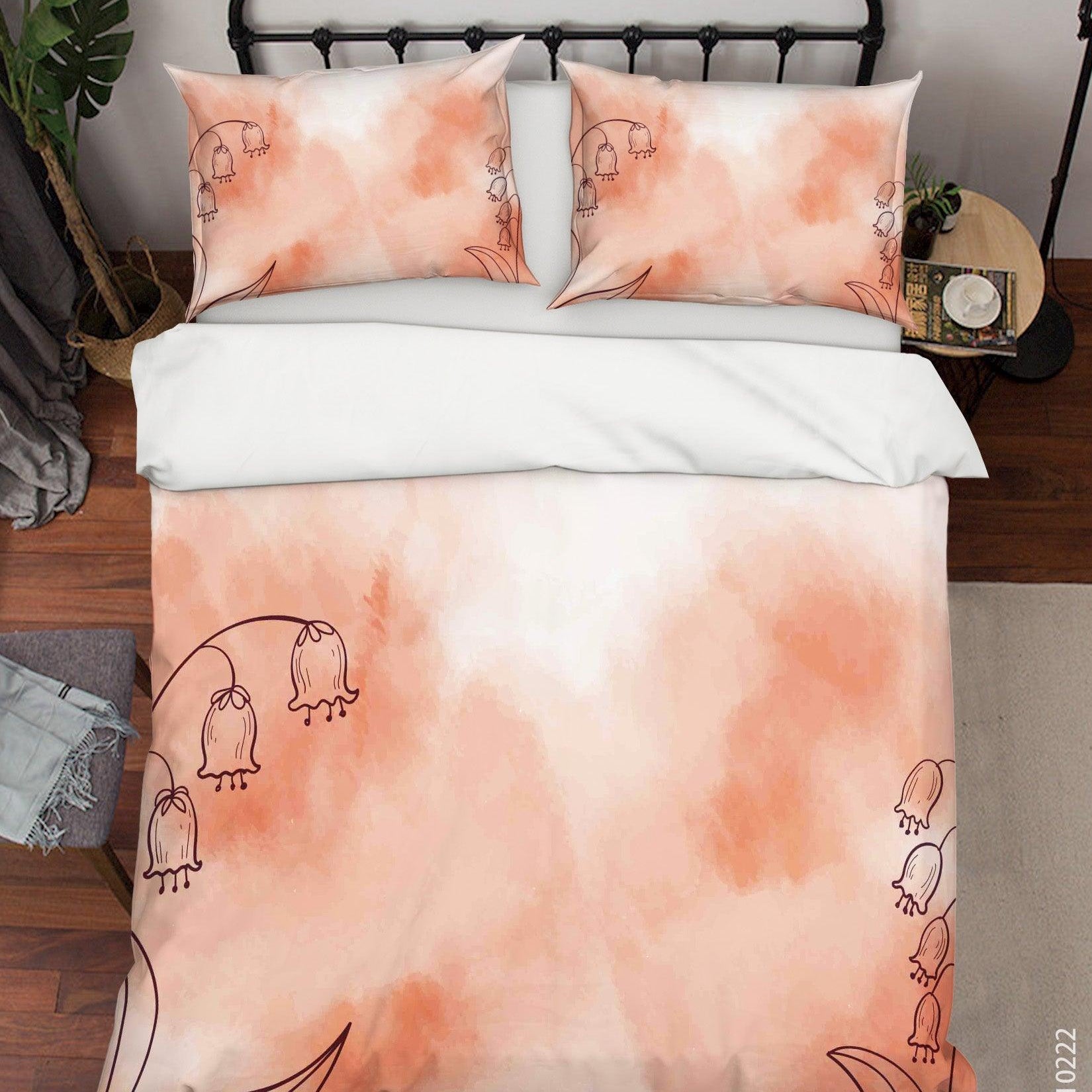 3D Watercolor Orange Floral Quilt Cover Set Bedding Set Duvet Cover Pillowcases 168- Jess Art Decoration
