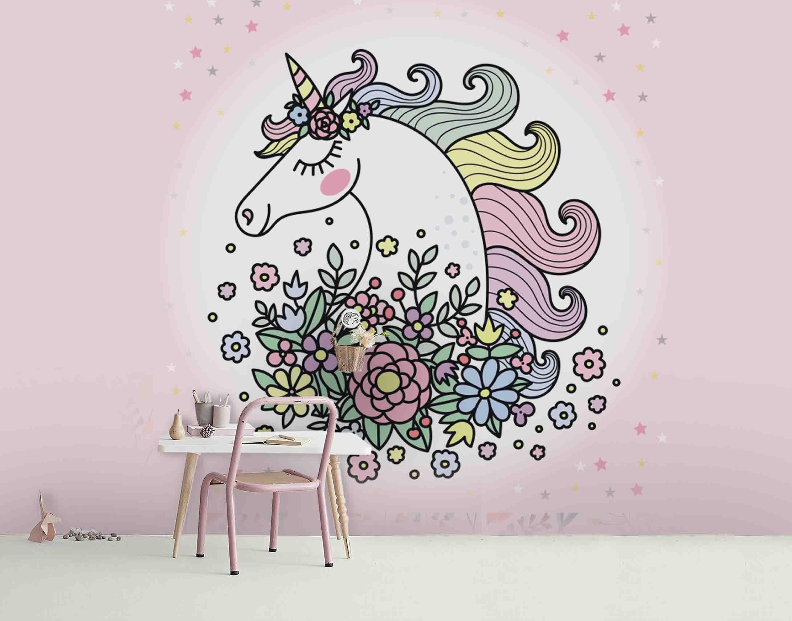 3D Floral Unicorn Wall Mural Wallpaper 71- Jess Art Decoration