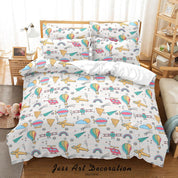 3D Hand Drawn Hot Air Balloon Airplane Quilt Cover Set Bedding Set Duvet Cover Pillowcases 82- Jess Art Decoration