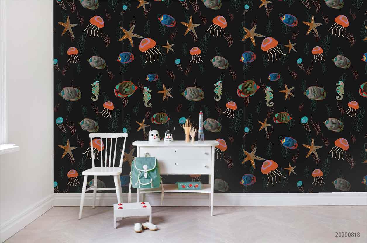 3D Vintage Ocean World Pattern Wall Mural Wallpaper LXL 1189- Jess Art Decoration
