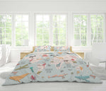 3D Blue Animal World Map Aircraft Quilt Cover Set Bedding Set Pillowcases 28- Jess Art Decoration