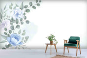 3D Watercolor Blue Floral Leaves Wall Mural Wallpaper LQH 133- Jess Art Decoration