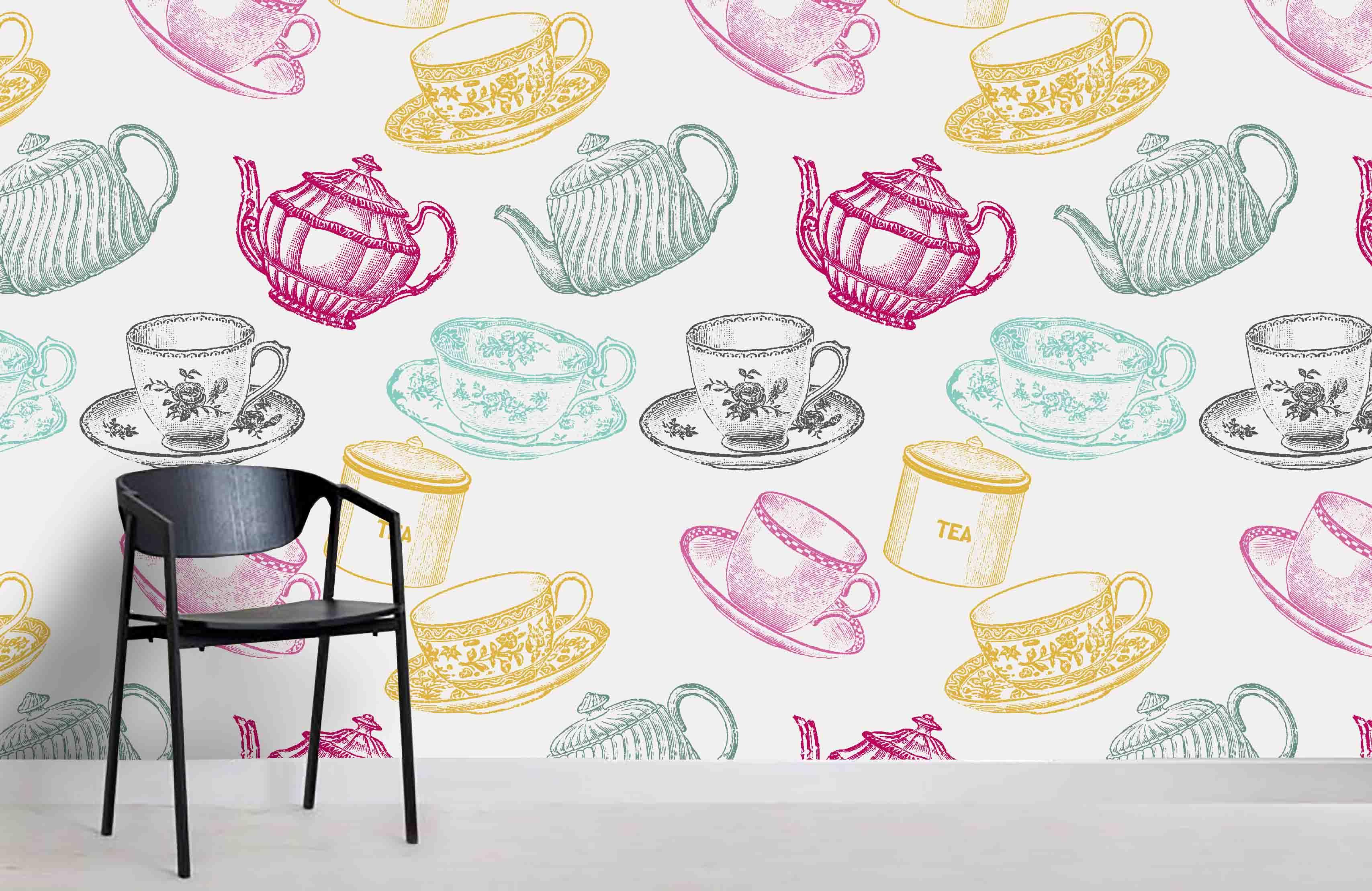 3D Colorful Tableware Pattern Wall Mural Wallpaper 2- Jess Art Decoration