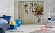 3D Vintage Rose Pattern Curtains and Drapes A71- Jess Art Decoration