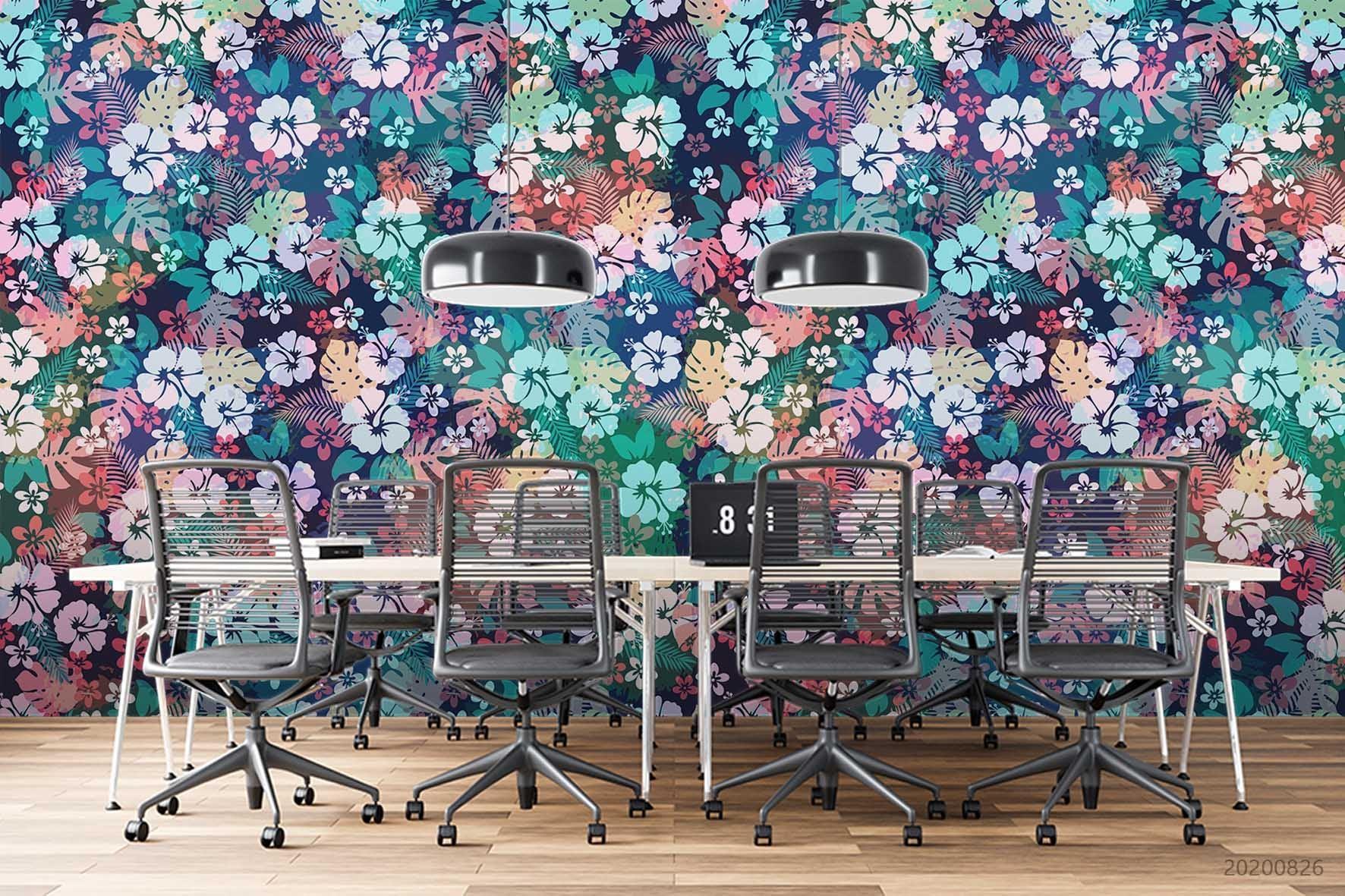 3D Hand Sketching Colorful Floral Plant Wall Mural Wallpaper LXL 1330- Jess Art Decoration