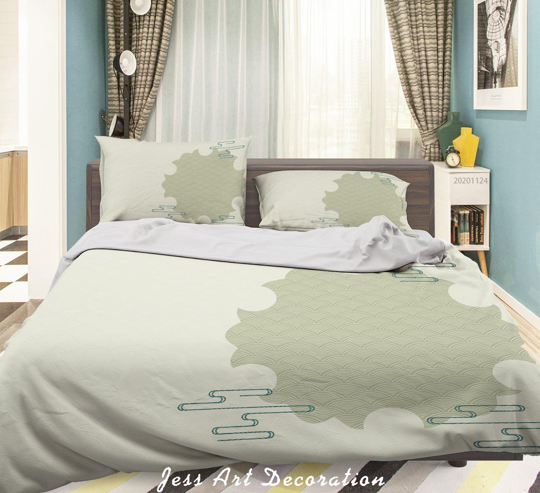 3D Abstract Light Green Quilt Cover Set Bedding Set Duvet Cover Pillowcases LXL- Jess Art Decoration