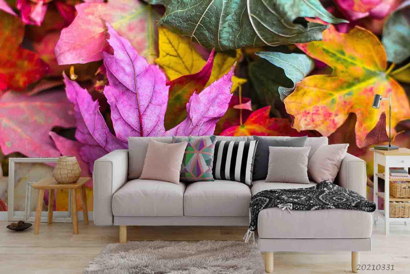3D Autumn Color Maple Leaf Wall Mural Wallpaper LQH 436- Jess Art Decoration