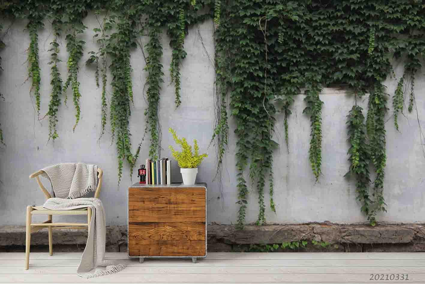 3D Green Plant Leaf Wall Background Wall Mural Wallpaper LQH 410- Jess Art Decoration
