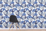 3D Hand Drawn Blue Leaves Plant Pattern Wall Mural Wallpaper LXL- Jess Art Decoration