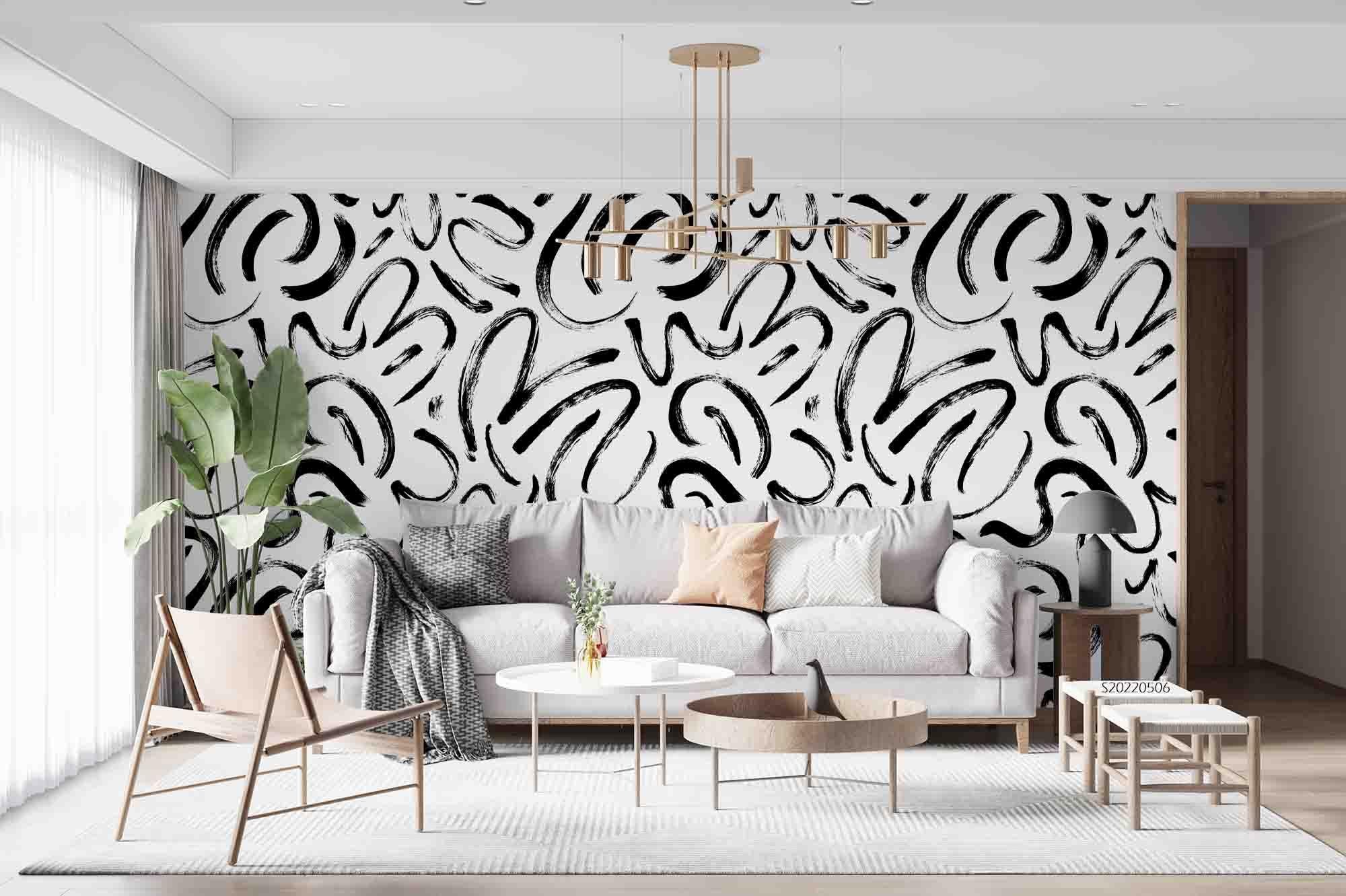 3D Abstract Black White Line Pattern Wall Mural Wallpaper GD 4595- Jess Art Decoration
