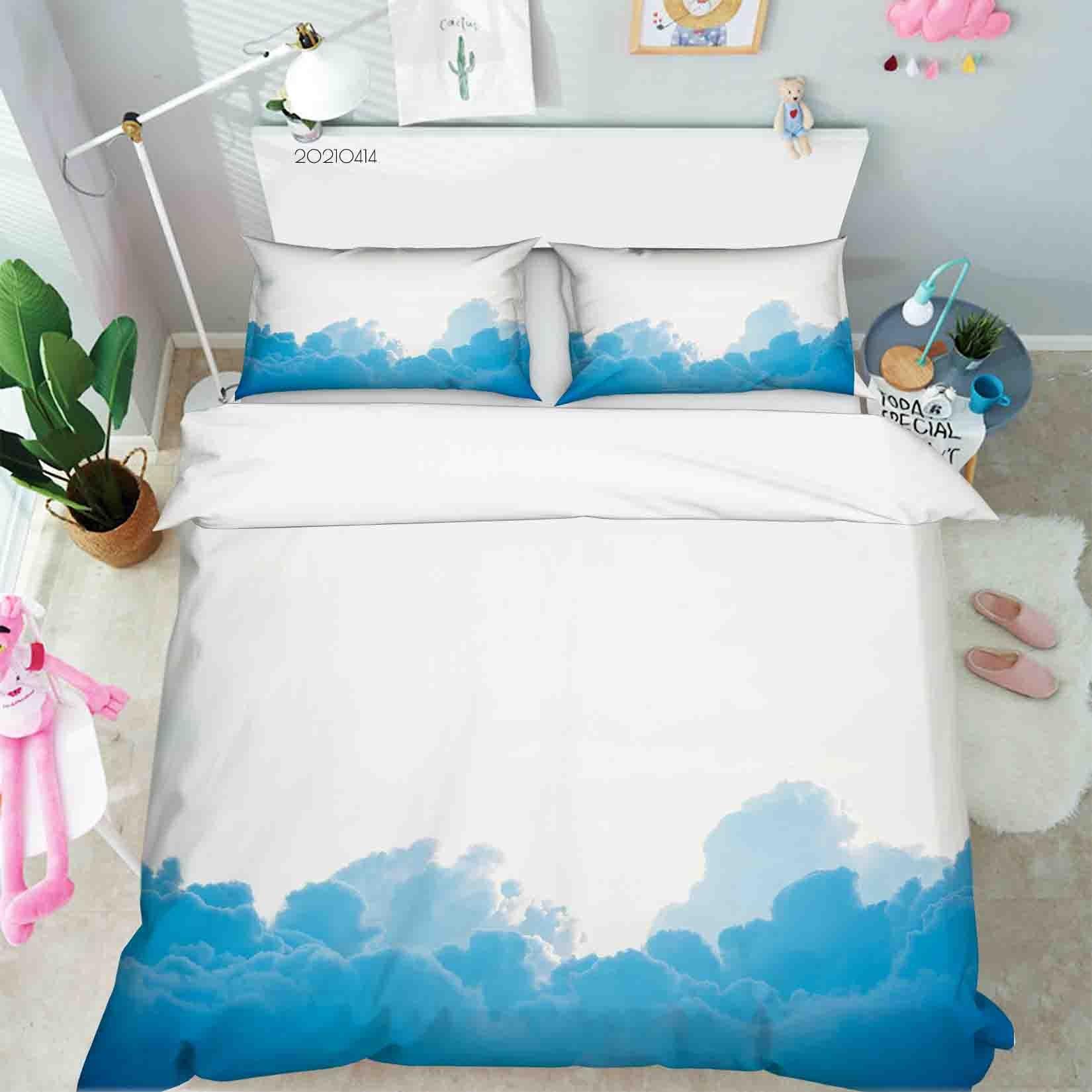3D Watercolor Blue Cloud Quilt Cover Set Bedding Set Duvet Cover Pillowcases 79 LQH- Jess Art Decoration