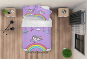 3D Purple Rainbow Unicorn Quilt Cover Set Bedding Set Duvet Cover Pillowcases SF21- Jess Art Decoration
