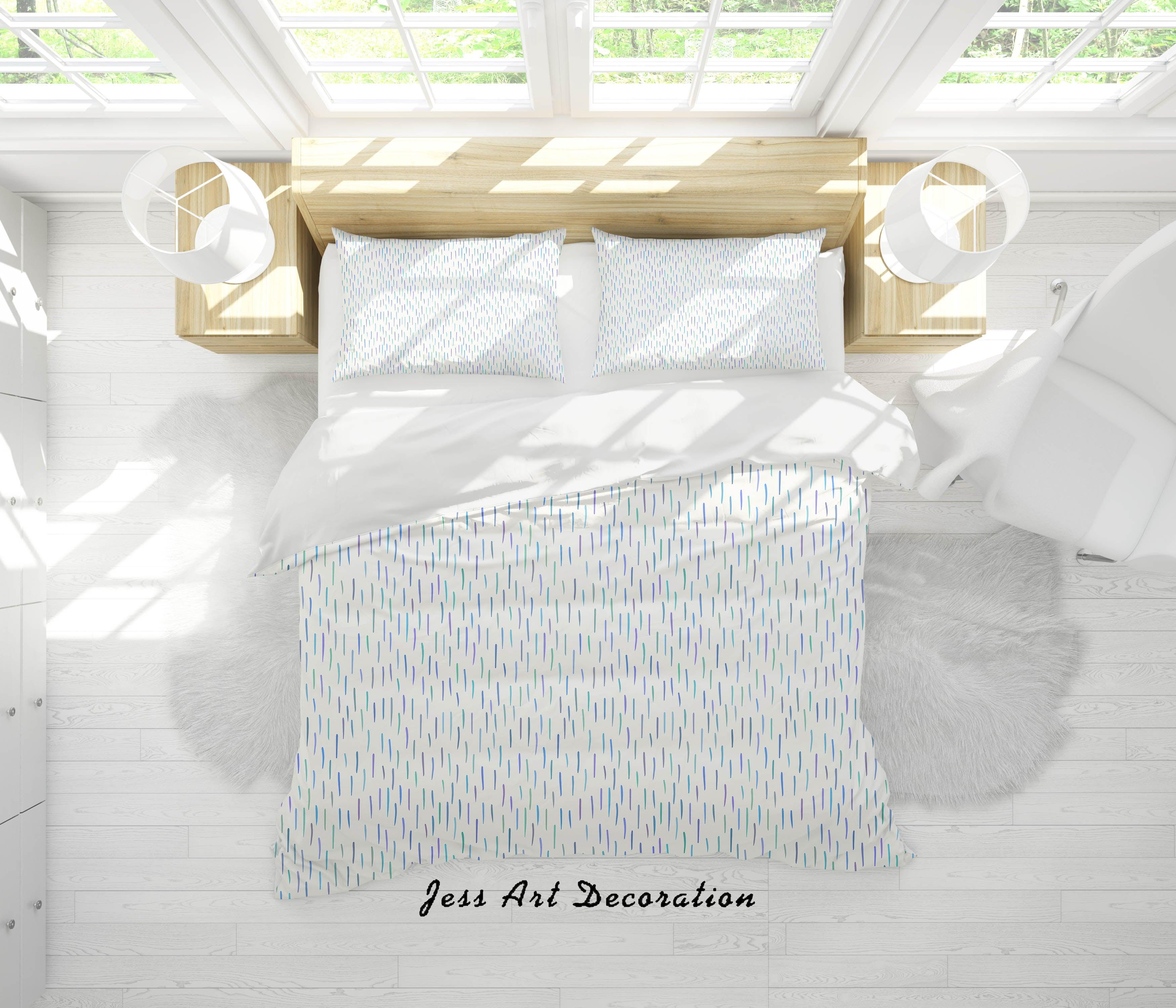 3D White Blue Purple Line Pattern Quilt Cover Set Bedding Set Duvet Cover Pillowcases SF- Jess Art Decoration