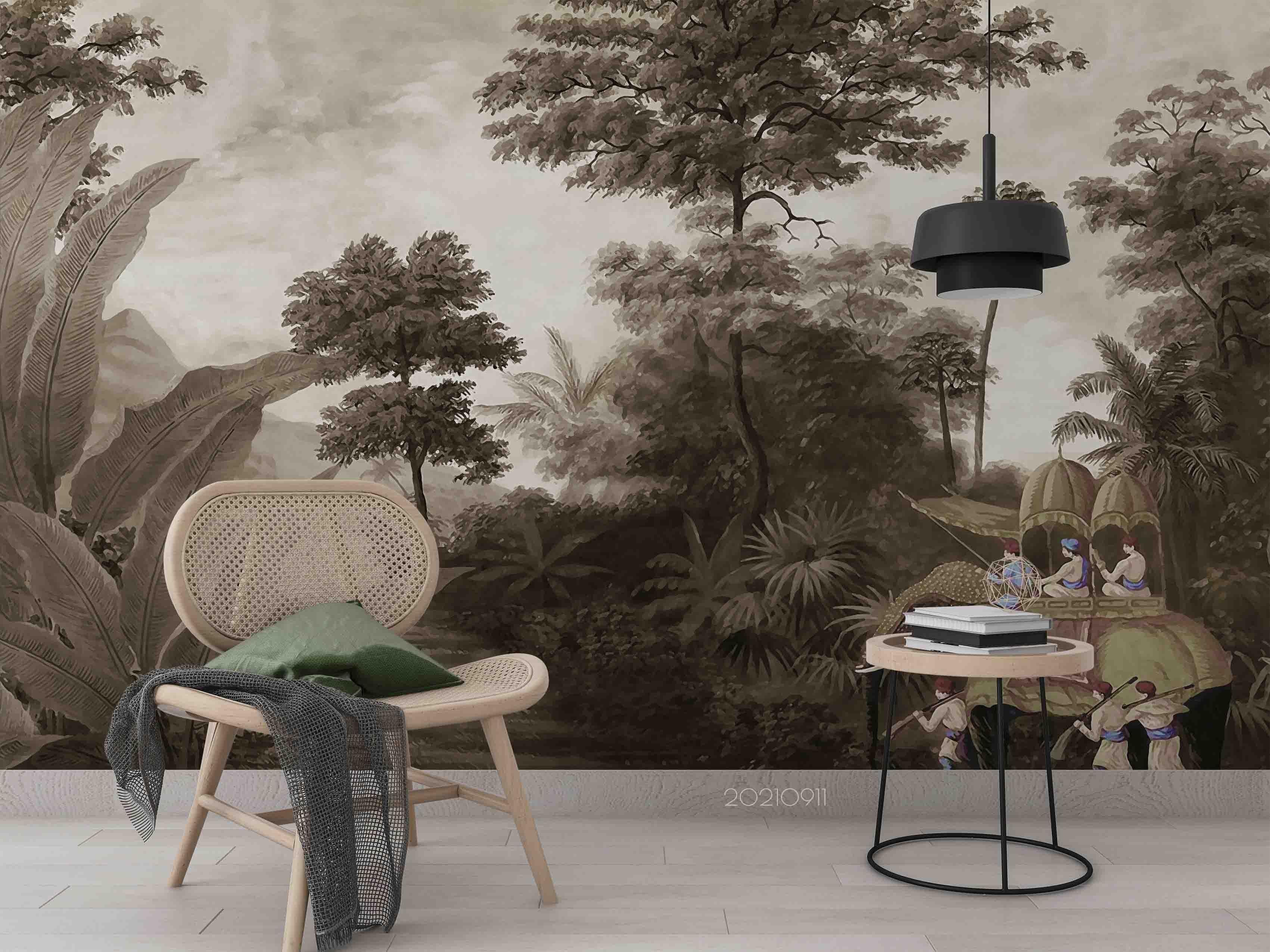 3D Retro Forest Green Wall Mural Wallpaper LQH 704- Jess Art Decoration