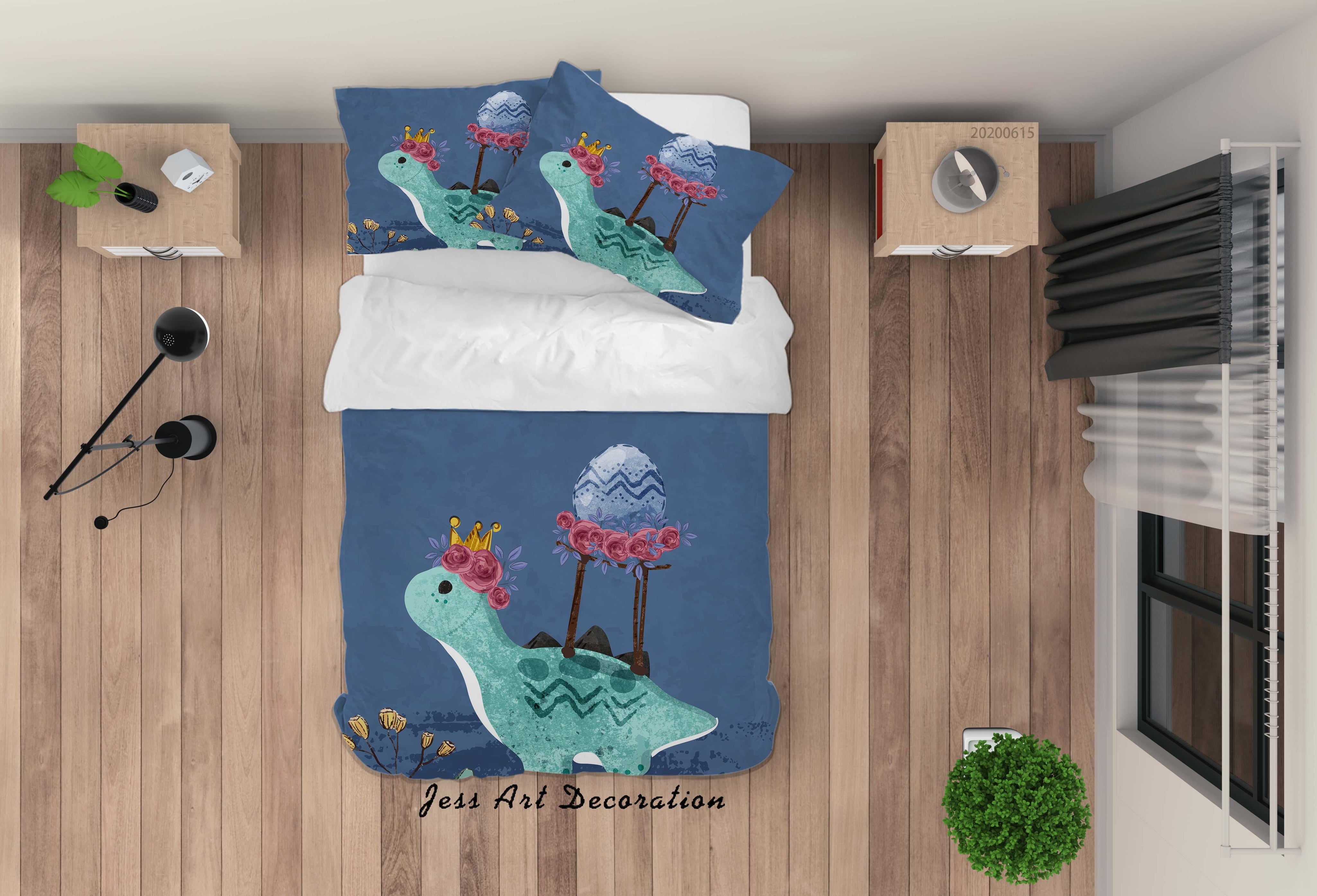 3D  Blue Dinosaur Egg Quilt Cover Set Bedding Set Duvet Cover Pillowcases SF22- Jess Art Decoration