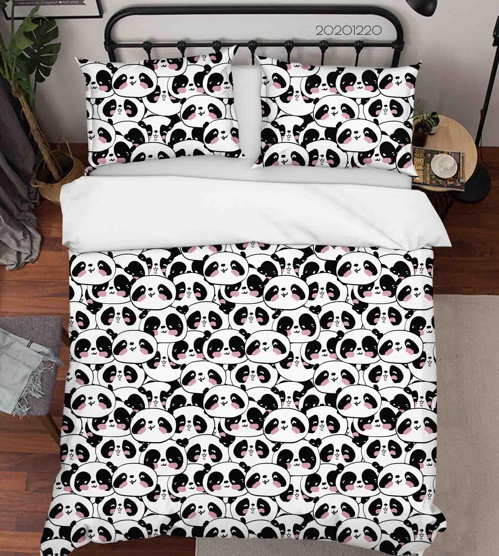 3D Hand Drawn Animal Panda Quilt Cover Set Bedding Set Duvet Cover Pillowcases 66- Jess Art Decoration