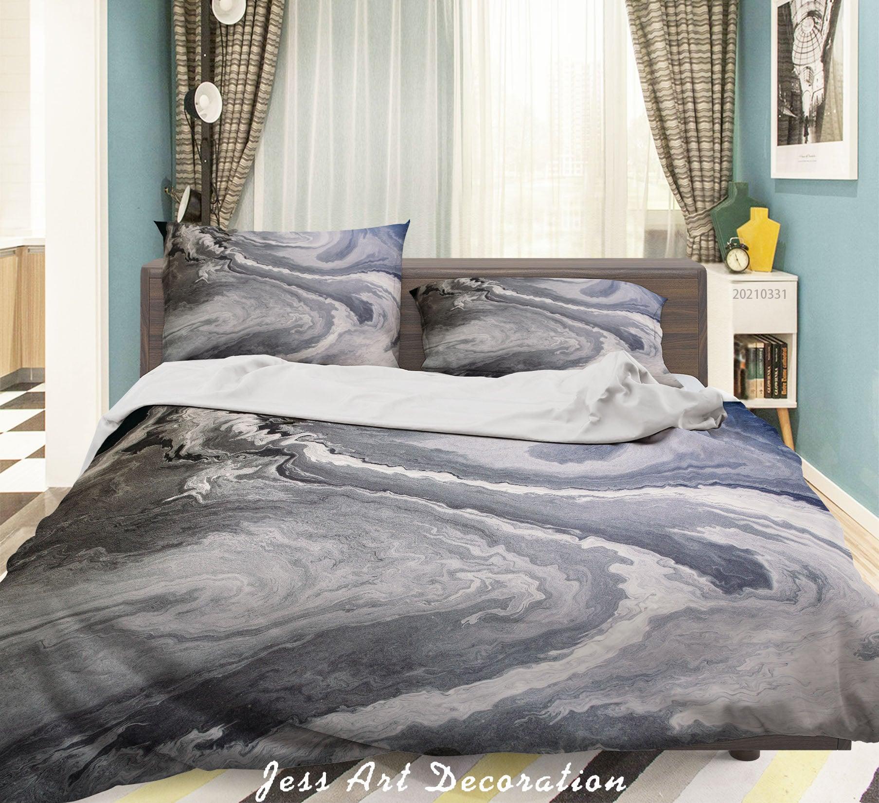 3D Abstract Grey Marble Quilt Cover Set Bedding Set Duvet Cover Pillowcases 247- Jess Art Decoration