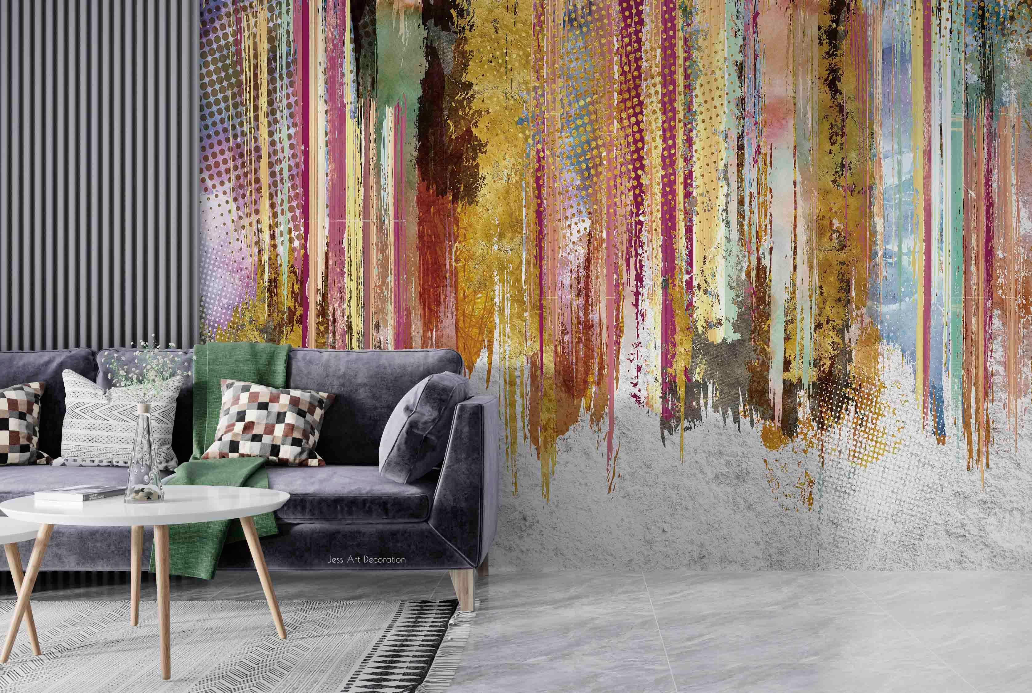 Abstract Graffiti Vertical Stripes Wallpaper urban graffiti wall mural for teen room, studio or feature wall - view 3