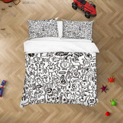 3D Abstract Cartoon Animal Doodle Quilt Cover Set Bedding Set Duvet Cover Pillowcases 20- Jess Art Decoration