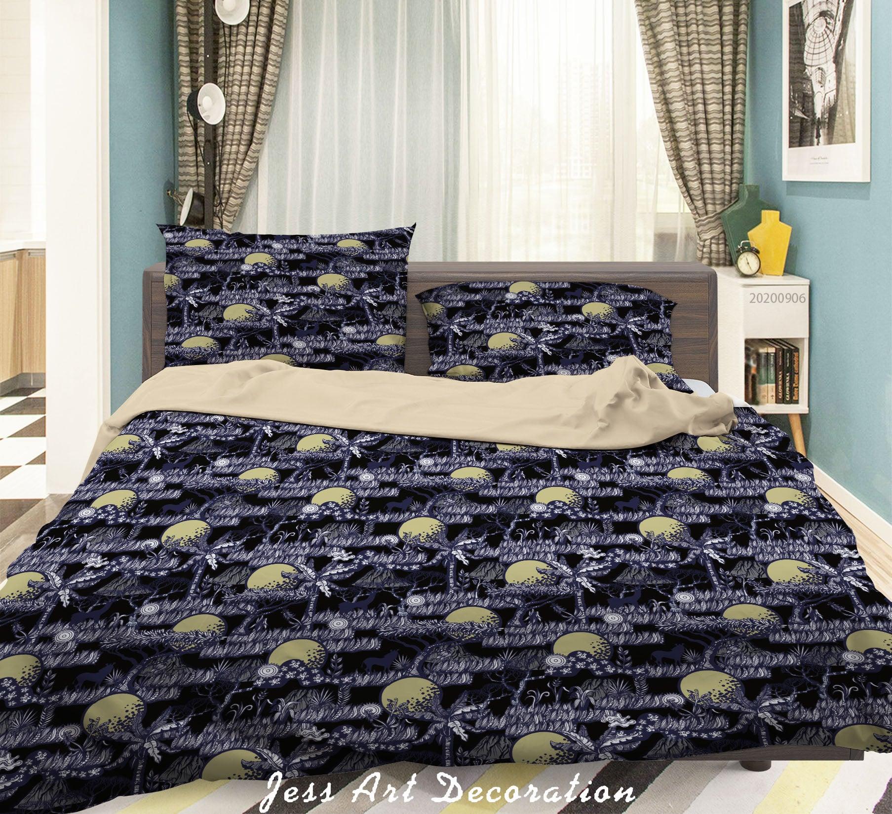3D Vintage Tropical Leaves Pattern Quilt Cover Set Bedding Set Duvet Cover Pillowcases WJ 3665- Jess Art Decoration