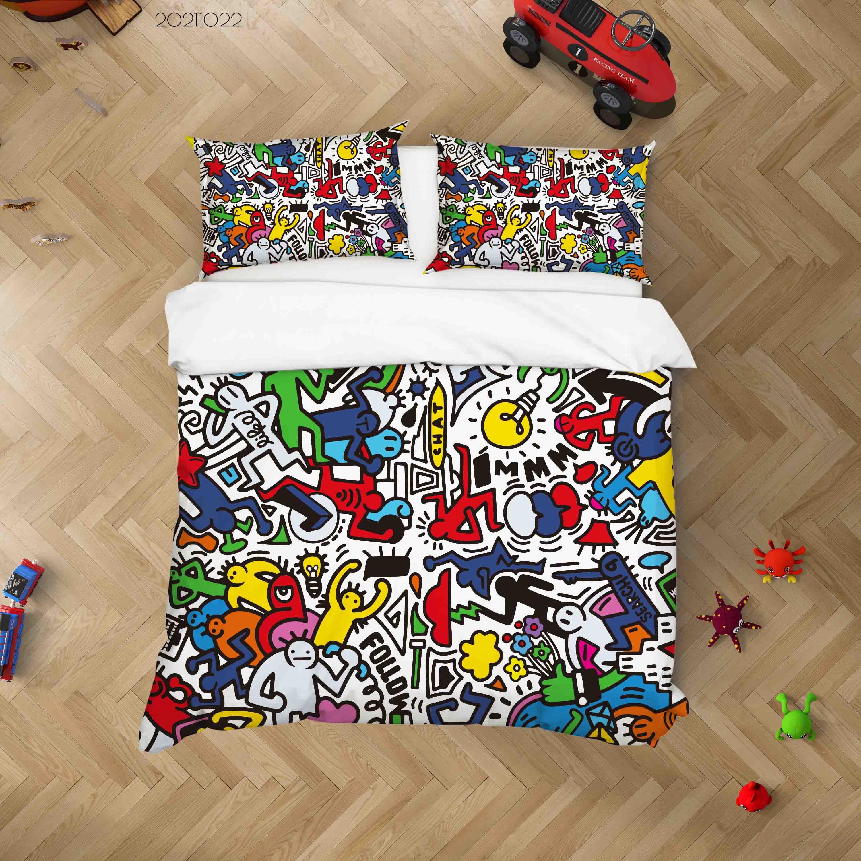 3D Abstract Illustration Art Doodle Quilt Cover Set Bedding Set Duvet Cover Pillowcases 97- Jess Art Decoration