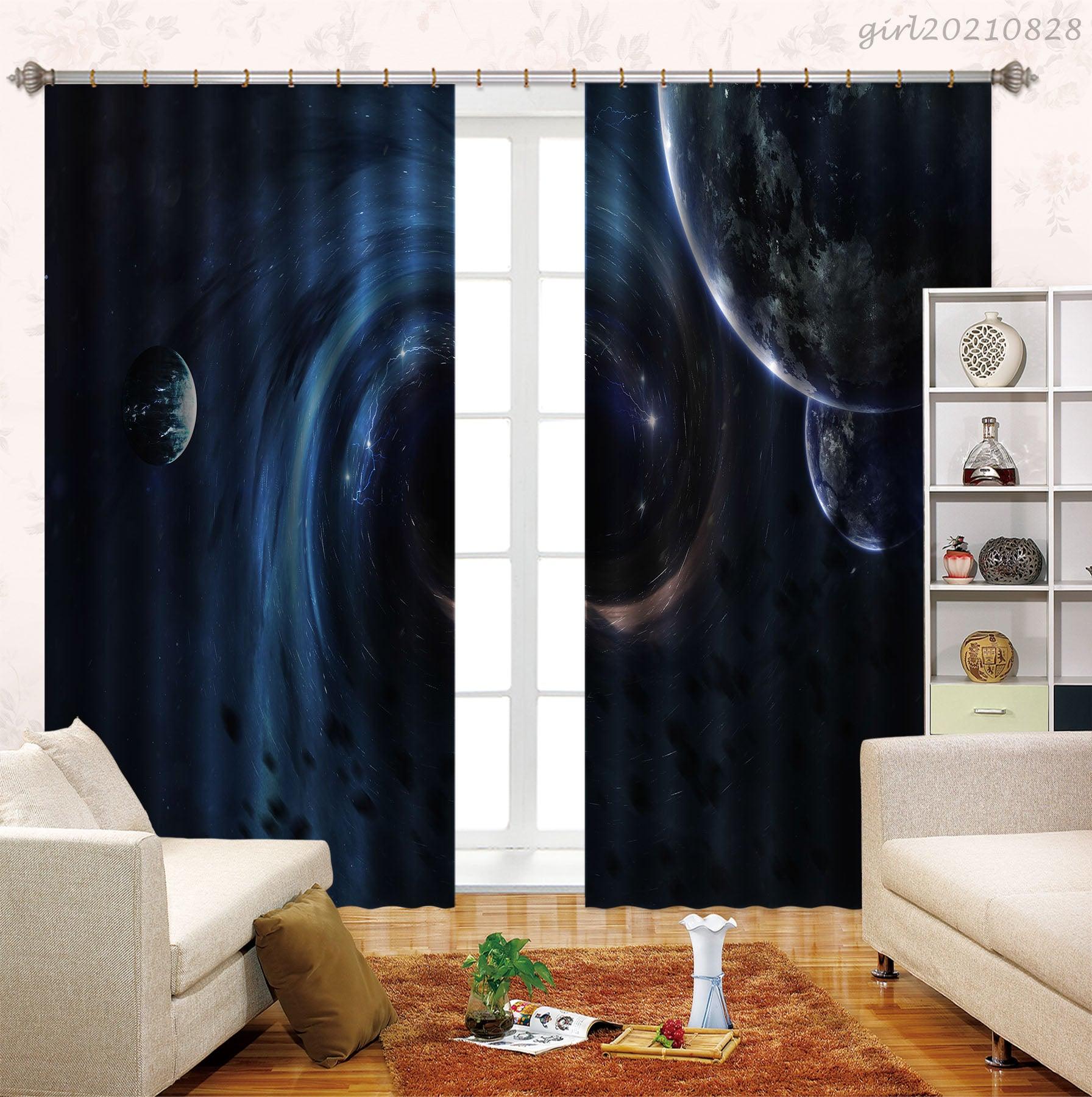 3D Space Planet Galaxy Curtains and Drapes LQH 103- Jess Art Decoration