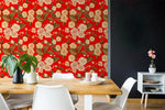 Vinatge Floral Leaves Plant Pattern Red Wall Mural Wallpaper LXL- Jess Art Decoration