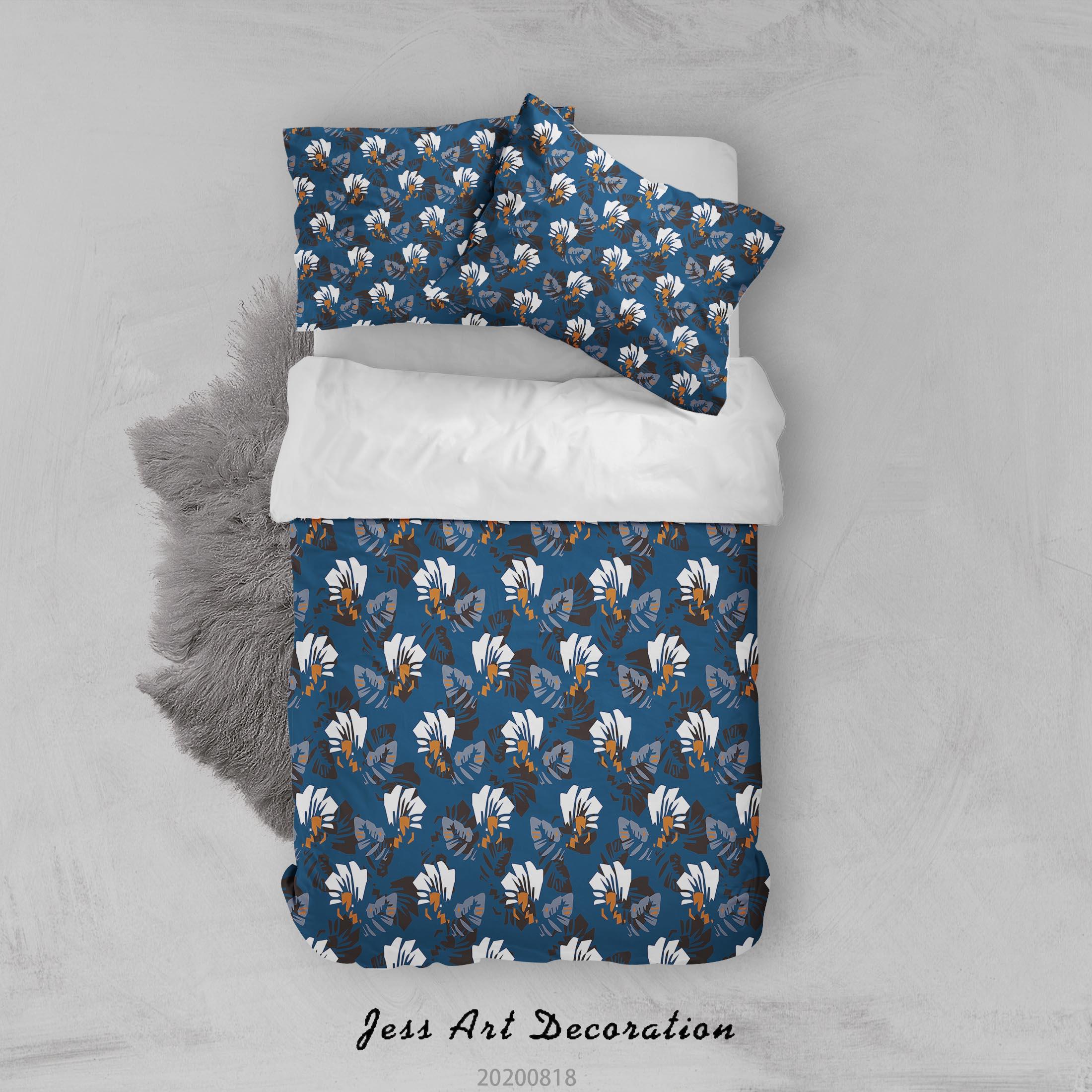 3D Vintage White Floral Blue Quilt Cover Set Bedding Set Duvet Cover Pillowcases LXL- Jess Art Decoration