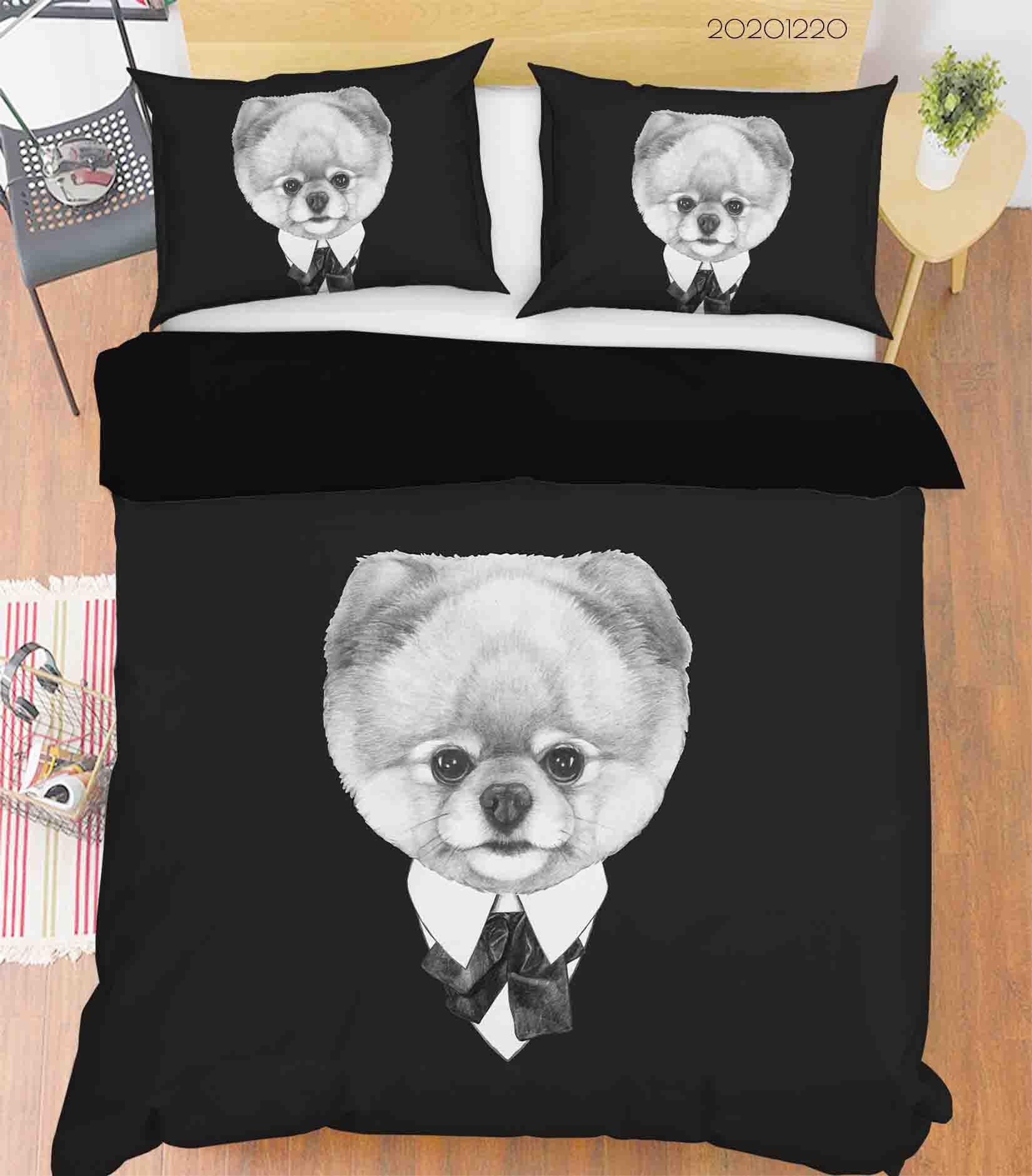 3D Hand Drawn Animal Dog Quilt Cover Set Bedding Set Duvet Cover Pillowcases 131 LQH- Jess Art Decoration