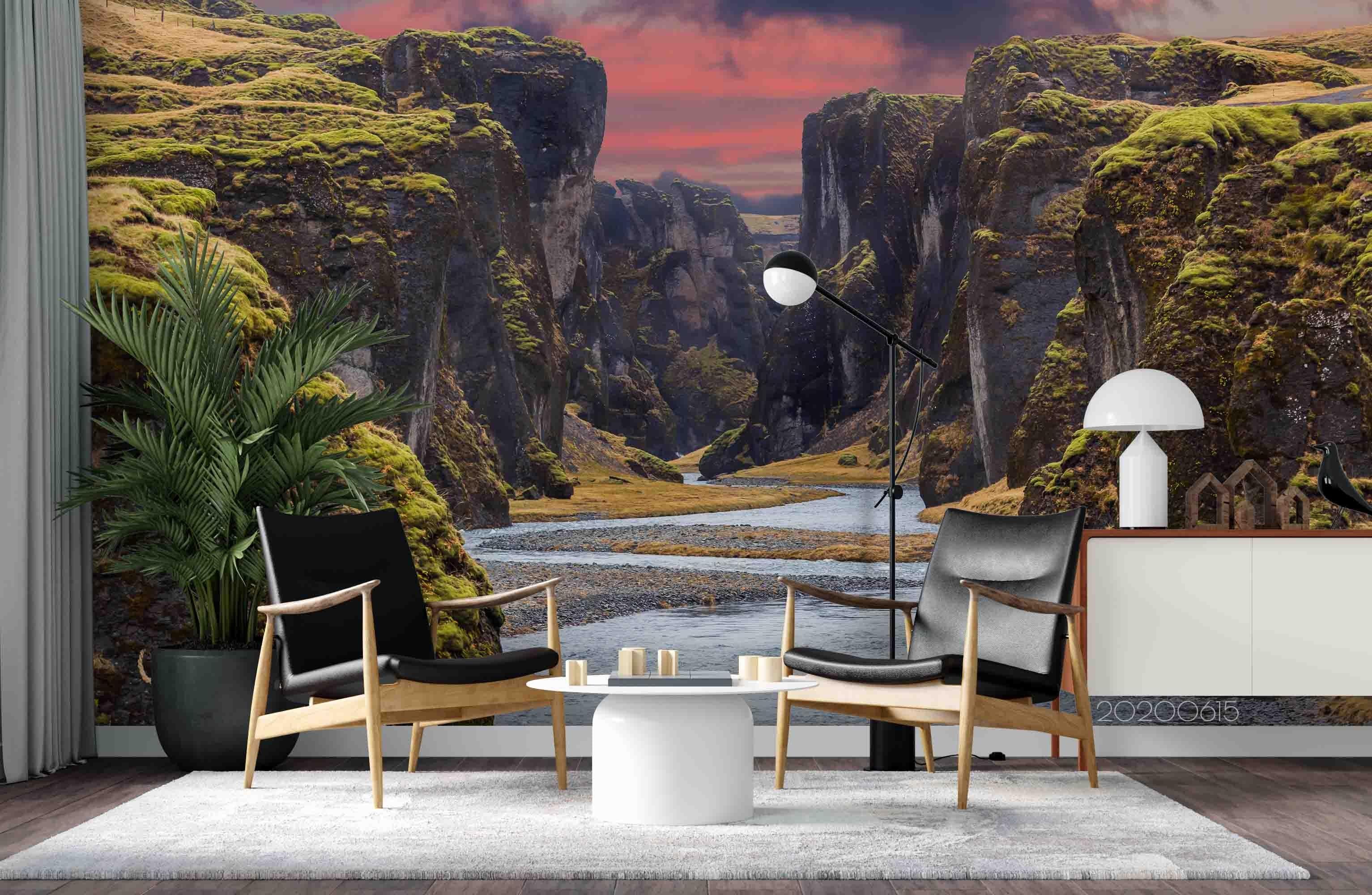 3D Green Water Green Mountains Wall Mural Wallpaper A001 LQH- Jess Art Decoration