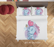 3D White Elephant Quilt Cover Set Bedding Set Duvet Cover Pillowcases SF48- Jess Art Decoration