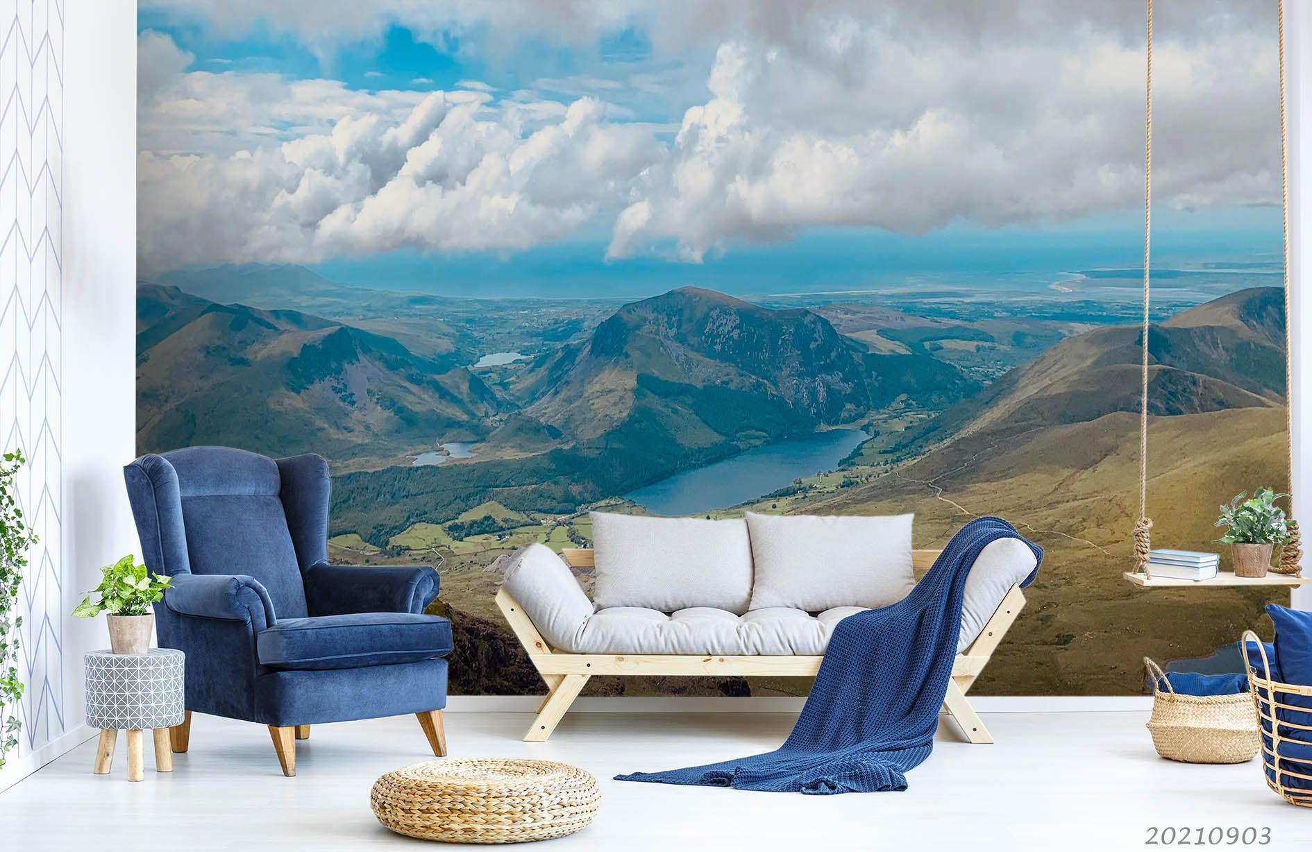 3D Blue Sky Cloud Mountain Landscape Wall Mural Wallpaper LQH 284- Jess Art Decoration