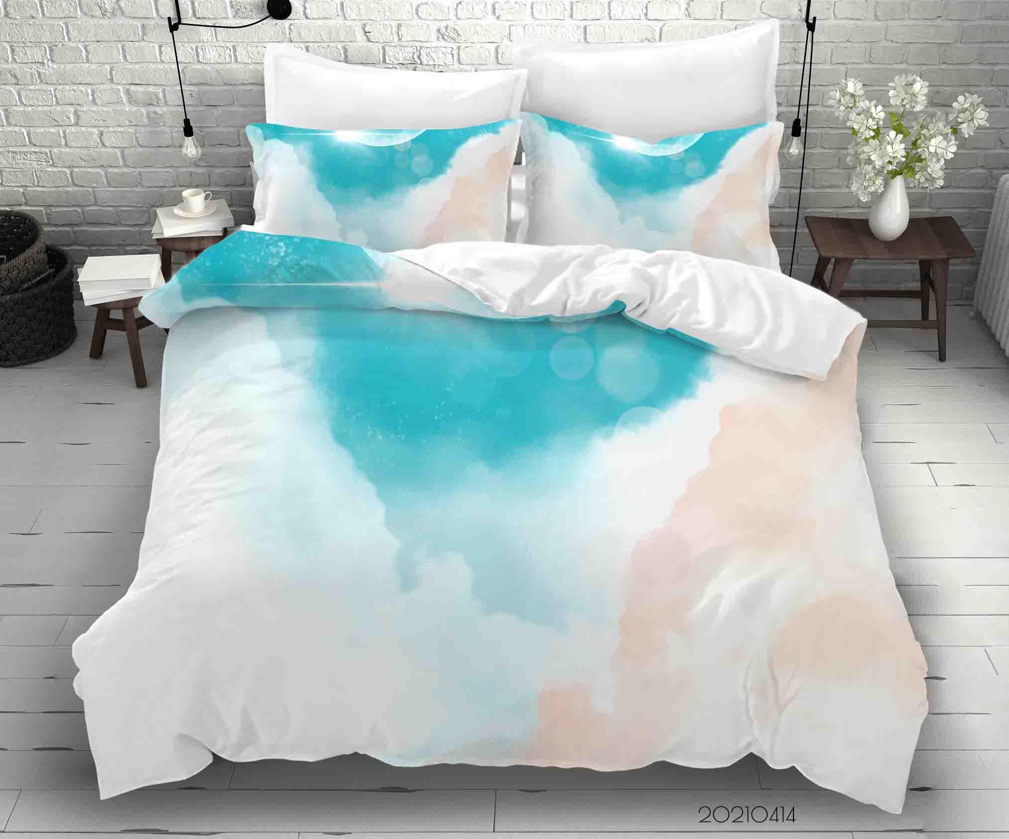 3D Watercolor Blue Sky Cloud Quilt Cover Set Bedding Set Duvet Cover Pillowcases 12- Jess Art Decoration