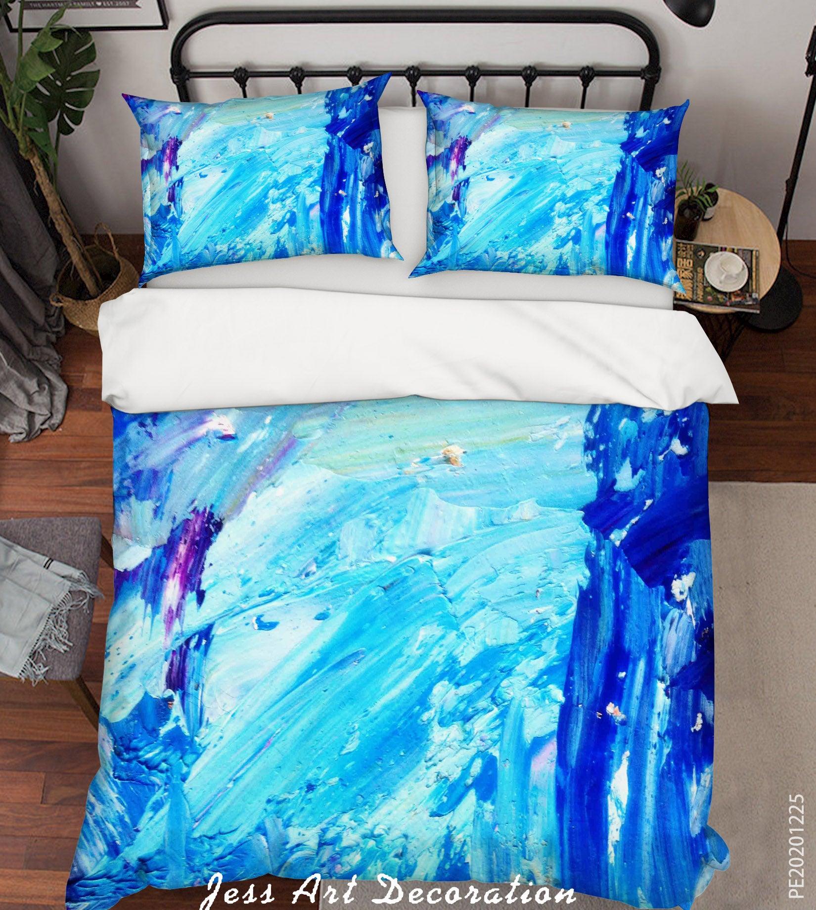 3D Abstract Blue Graffiti Quilt Cover Set Bedding Set Duvet Cover Pillowcases 53- Jess Art Decoration