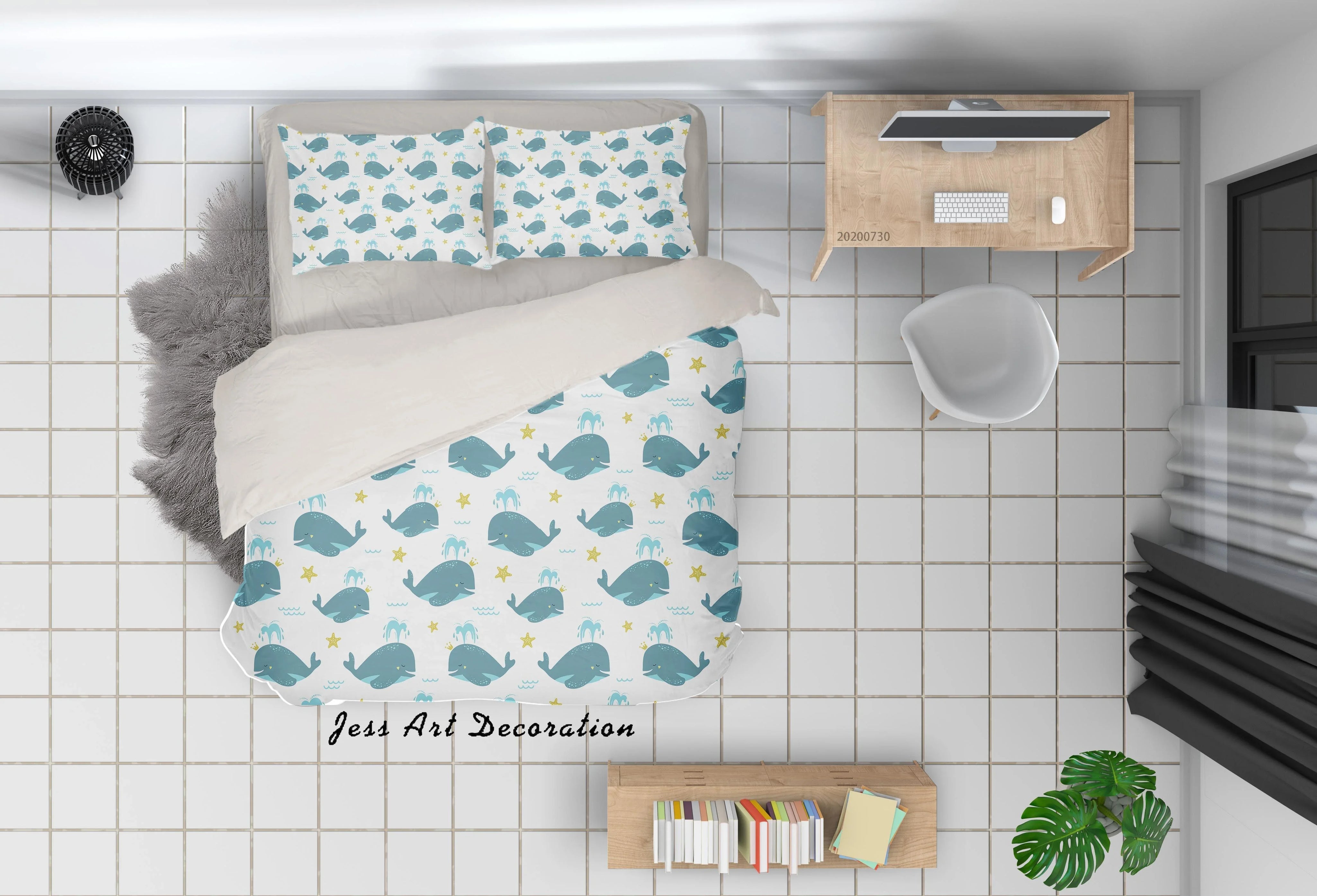 3D Cartoon Blue Star Elephant Quilt Cover Set Bedding Set Duvet Cover Pillowcases LXL 26- Jess Art Decoration