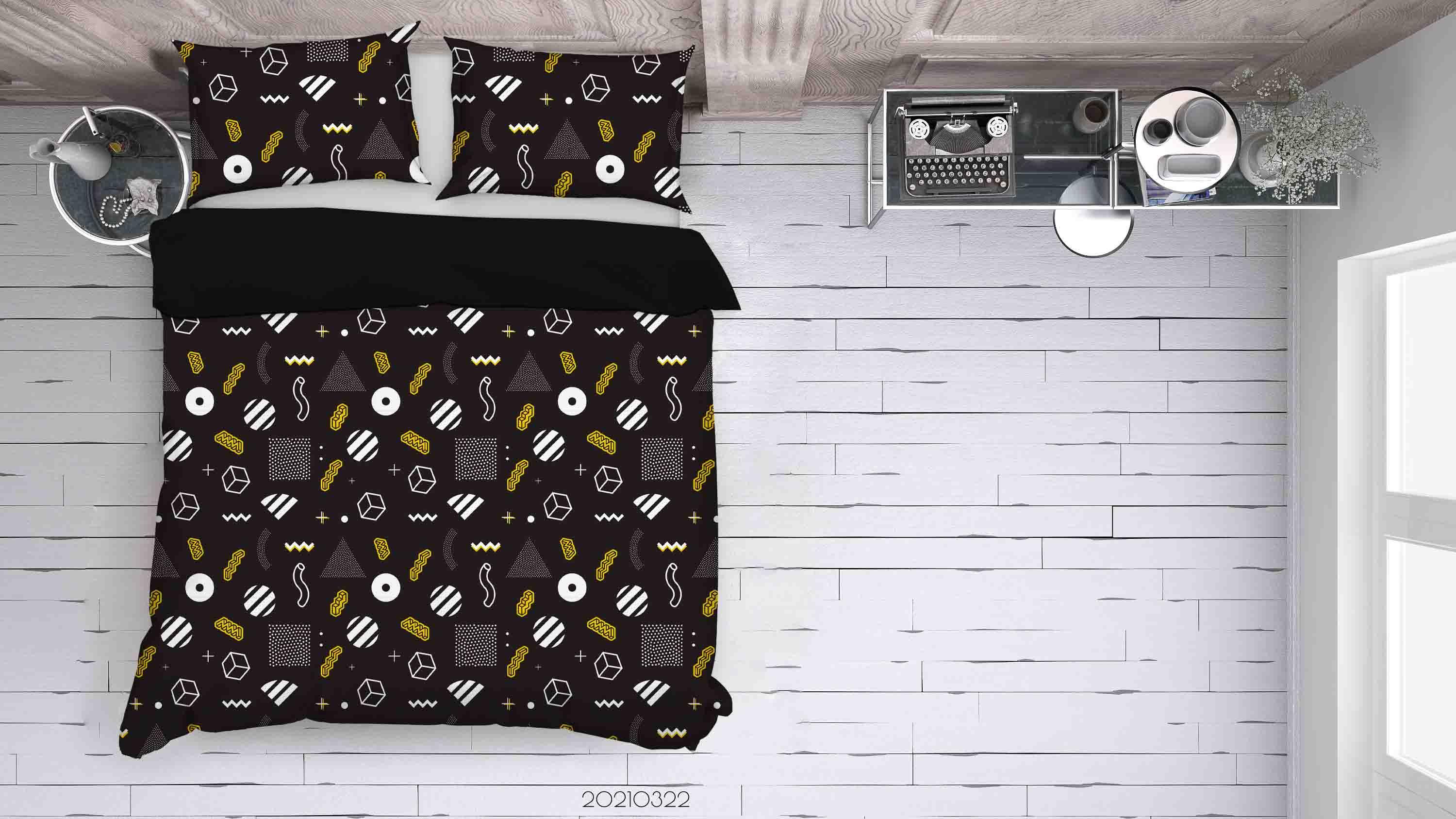 3D Abstract Geometric Pattern Quilt Cover Set Bedding Set Duvet Cover Pillowcases 111- Jess Art Decoration