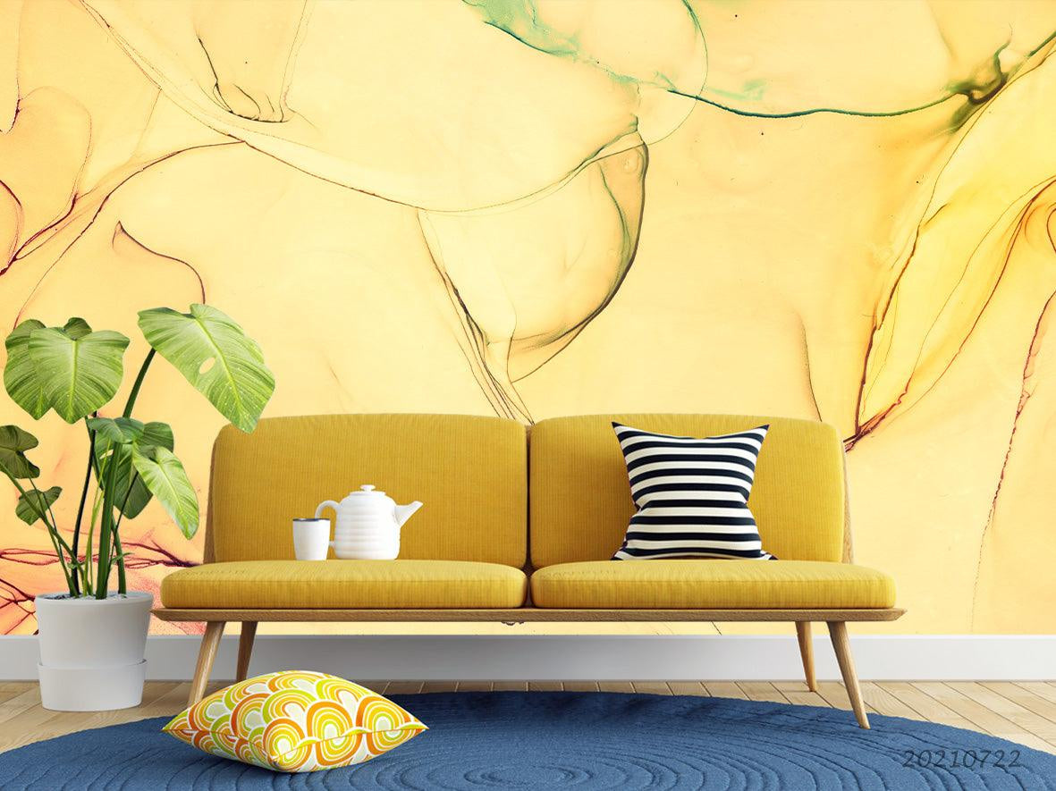 3D Watercolor Golden Marble Texture Wall Mural Wallpaper LQH 467- Jess Art Decoration