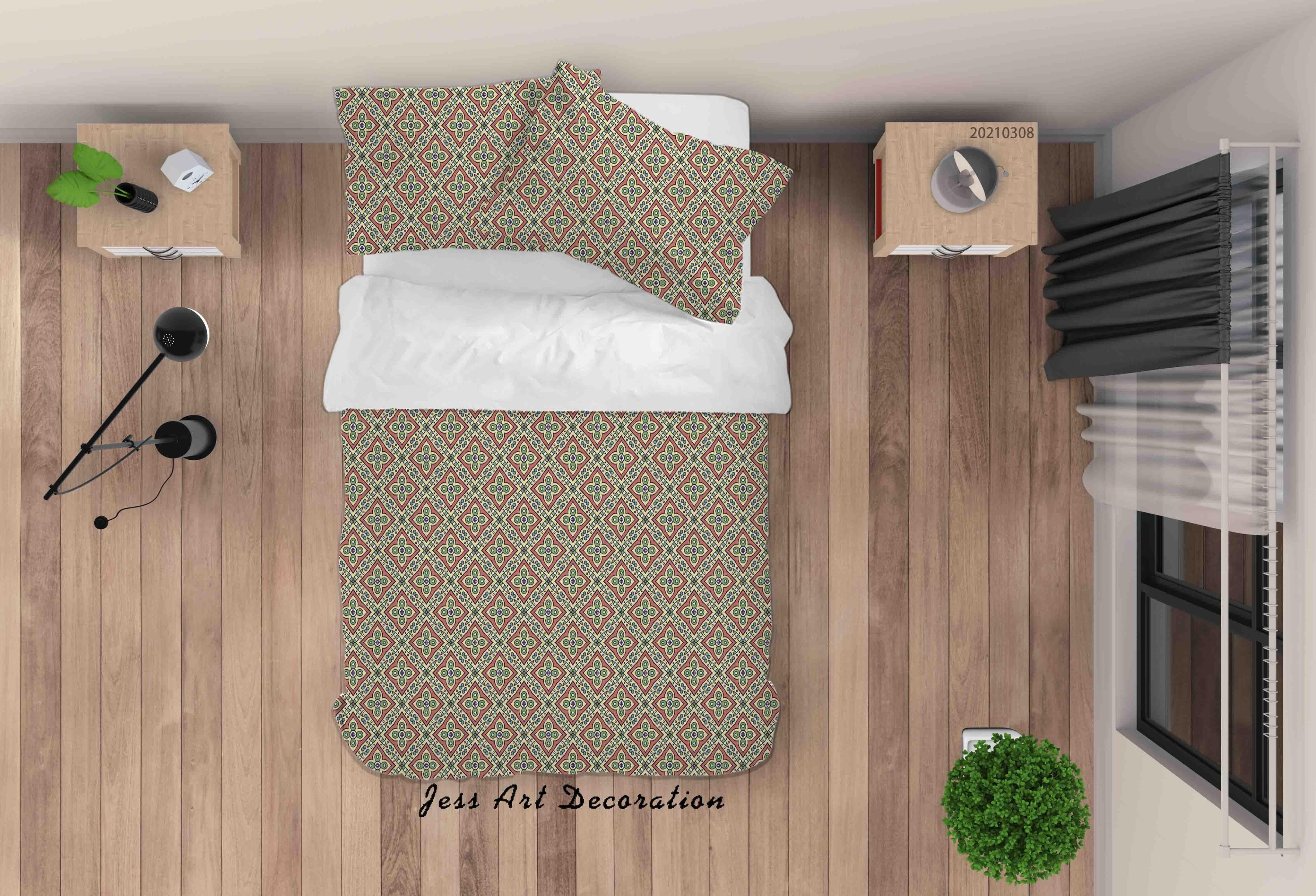 3D Abstract Color Floral Quilt Cover Set Bedding Set Duvet Cover Pillowcases 33- Jess Art Decoration