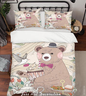 3D Floral Teapot Squirrel Quilt Cover Set Bedding Set Duvet Cover Pillowcases LXL 78- Jess Art Decoration