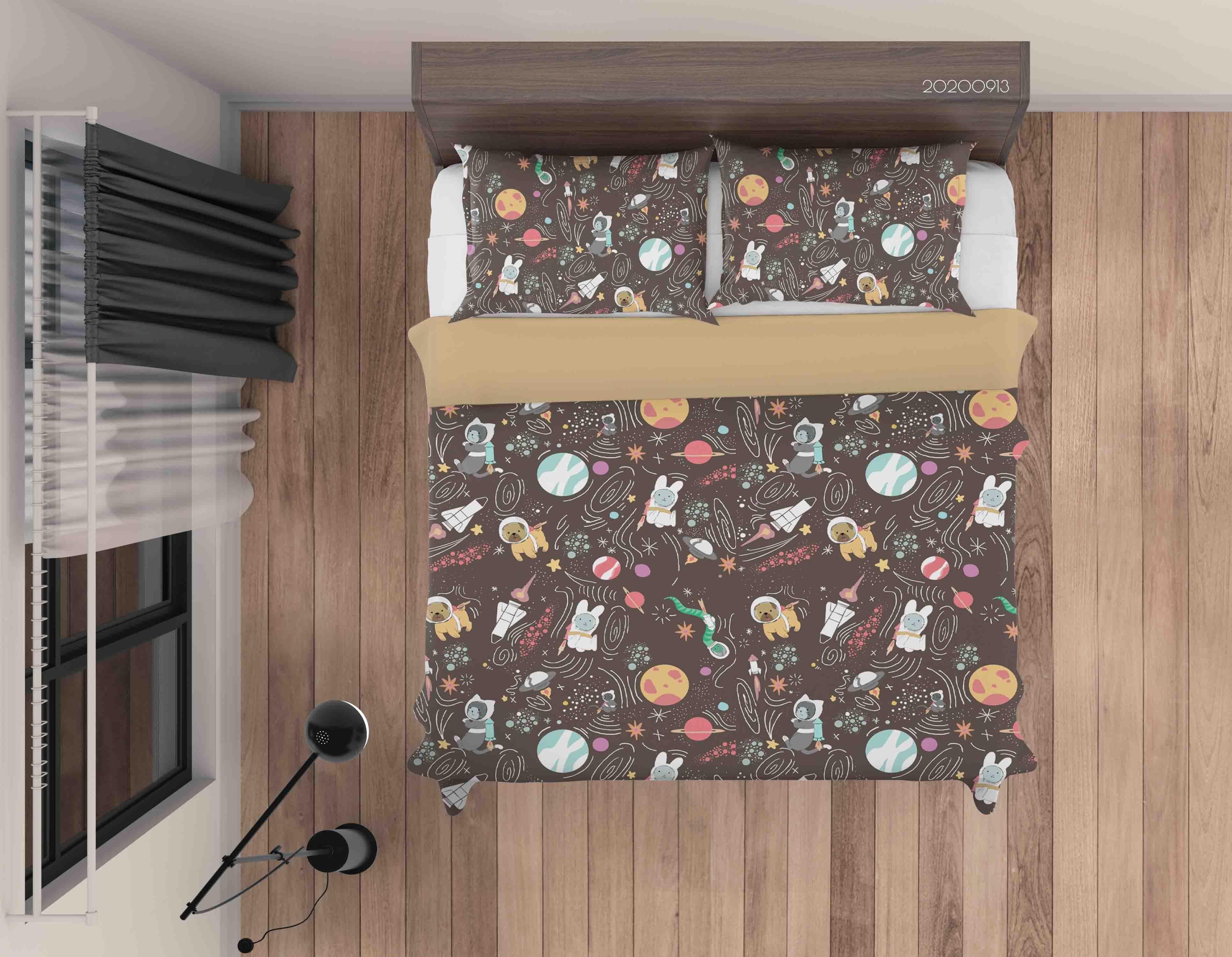 3D Space Animal Cute Rainbow Pattern Quilt Cover Set Bedding Set Duvet Cover Pillowcases WJ 1875- Jess Art Decoration